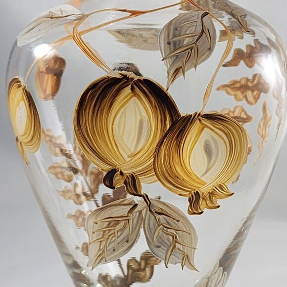Small Vintage Hand Painted Vase by Tracy Porter in Autumn Fruit and Leaf Design - Picture 9 of 11